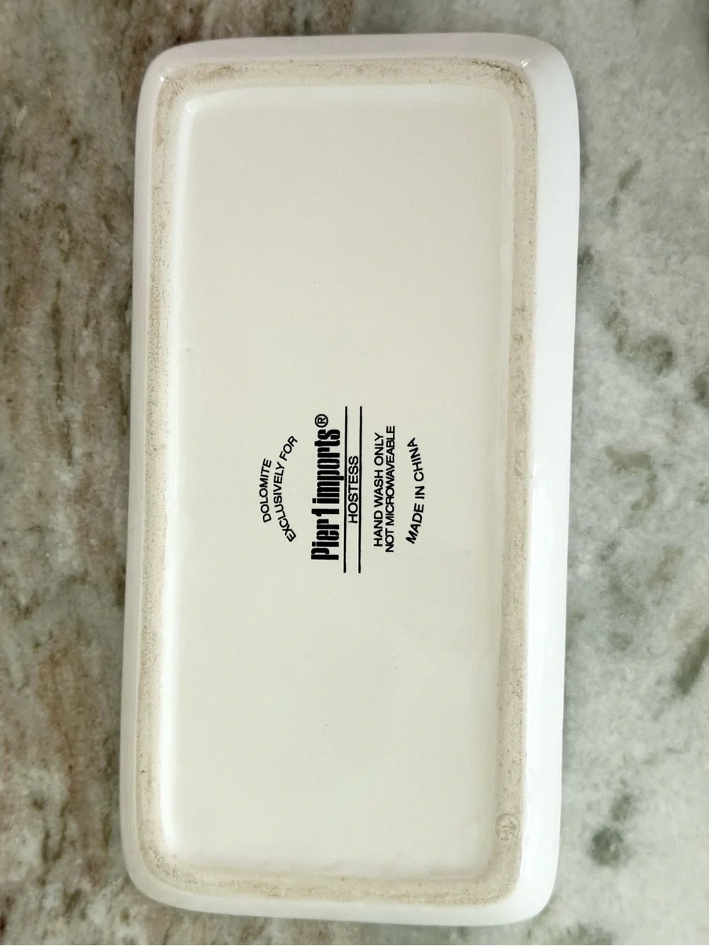 Pier 1 Farmhouse Style Hostess Dolomite White Ceramic Butter Dish Glass Knob